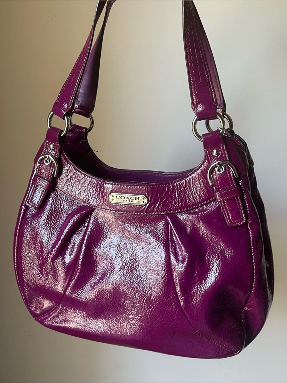 NWOT Coach soho fuchsia, plum pattern, leather shoulder bag F19705 - Picture 14 of 14